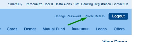 click on profile details option in hdfc net banking