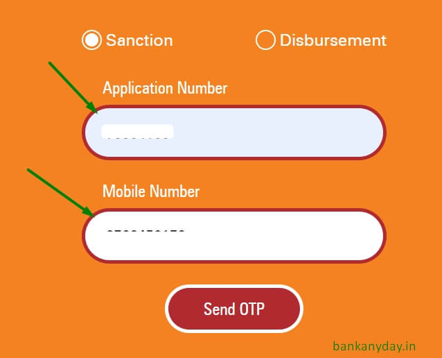 enter icici home loan application number and mobile number