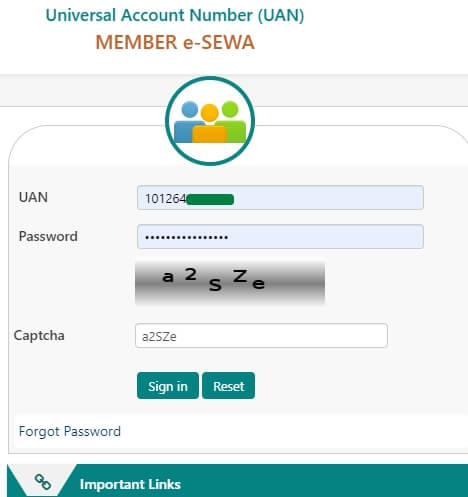 enter uan number to login