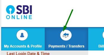 sbi net banking me payments transfer pe click kare