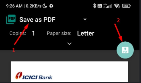 select save as pdf in android phone