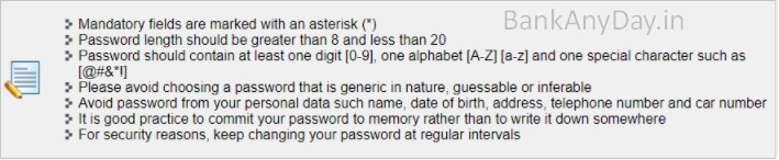 SBI netbanking password format