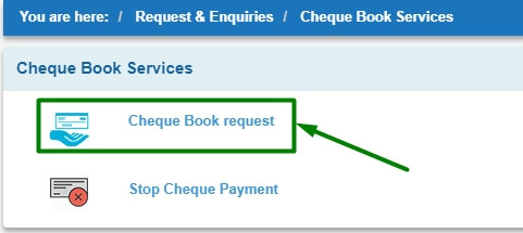 cheque book request in sbi netbanking