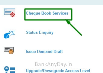 click on cheque book services