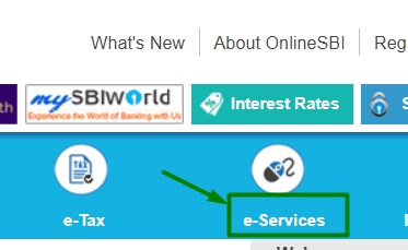 click on e services in sbi netbanking
