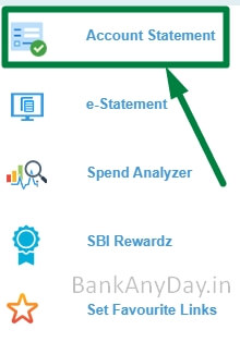 click on account statement in sbi netbanking
