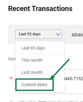select custom dates