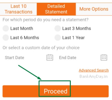 select statement duration in icici imobile pay app
