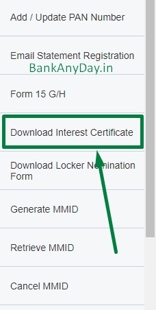 click on download interest certificate in hdfc net banking