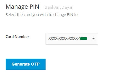 click on generate otp to generate pin in sbi card