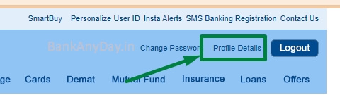 click on personal details in hdfc net banking