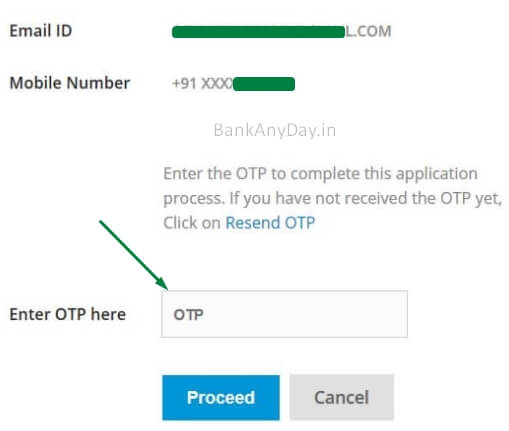 enter OTP to activate sbi credit card
