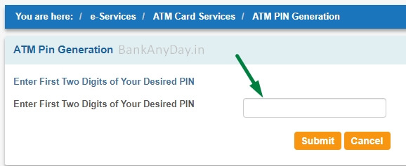 enter first two digits of sbi atm card