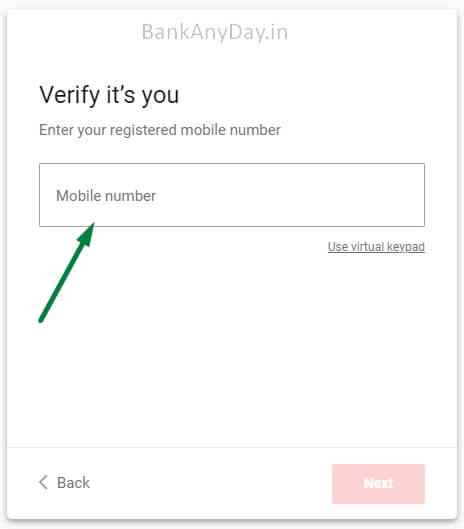 enter mobile number to register on kotak net banking