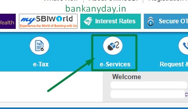 click on e services option in sbi netbanking