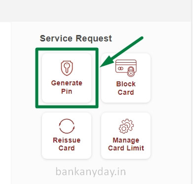 click on generate pin in icici netbanking