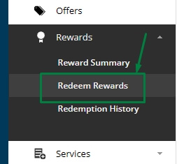 click on redeem rewards option in sbi card website