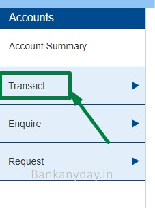 click on transact option in hdfc netbanking