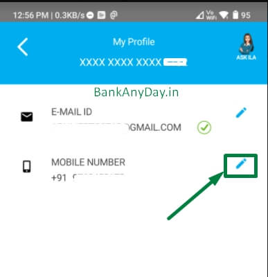 edit mobile number in sbi card app