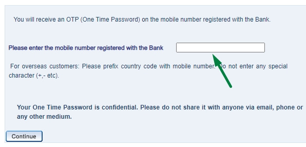 password reset karne ke liye mobile number enter kare