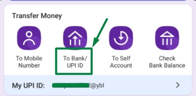 select bank or upi id option in phonepe