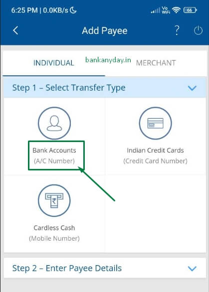click on bank accounts option in hdfc app
