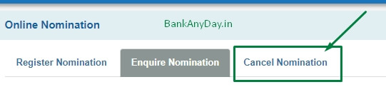 click on cancel nomination option in sbi netbanking