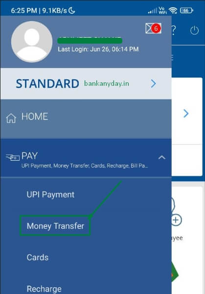 click on money transfer option in hdfc app