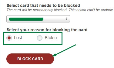 click on block card option in icici netbanking