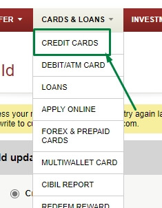 click on credit cards option in icici netbanking (1)