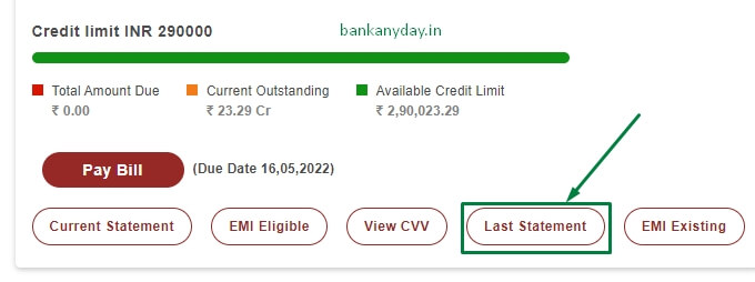 click on last statement option in icici netbanking