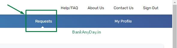 click on requests option in bobfinancial