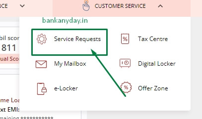 click on service requests option in icici netbanking