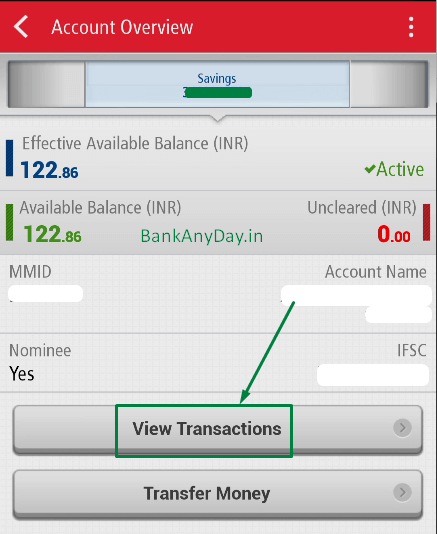 click on view transactions option in kotak app