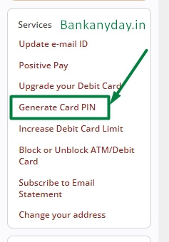 click on generate card pin option in icici netbanking