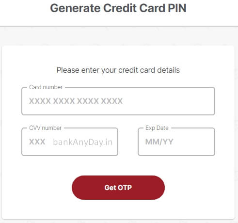 enter idfc credit card details to generate pin