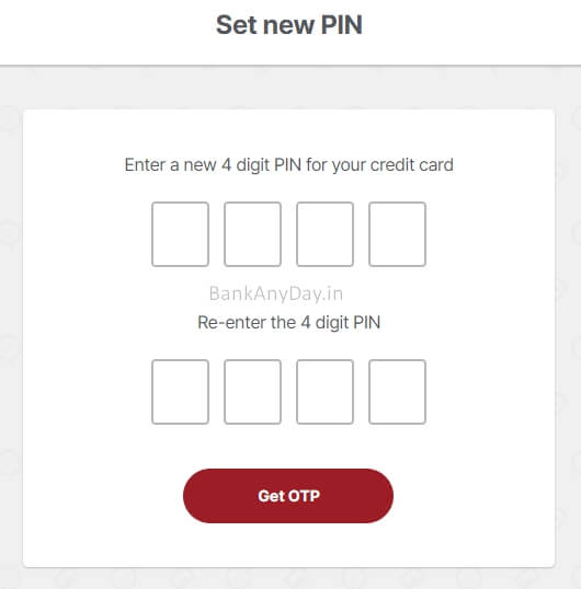 enter new pin for idfc credit card