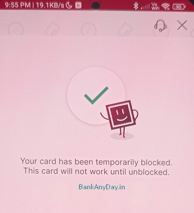 idfc credit card blocked using idfc app