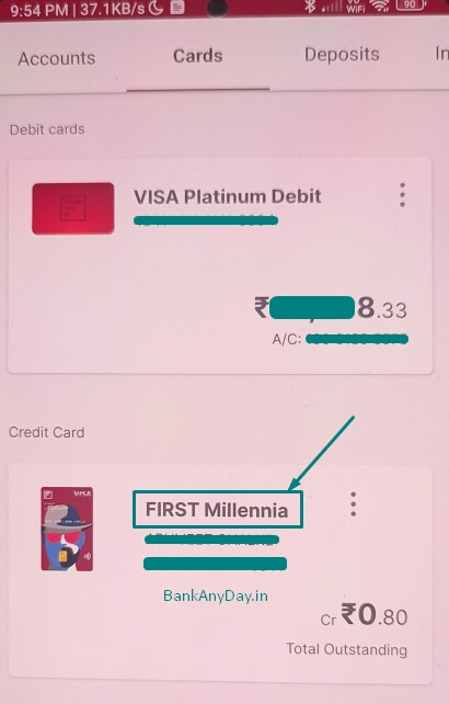 select credit card to block in idfc app
