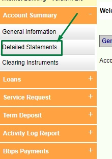 click on detailed statements option in tjsb netbanking