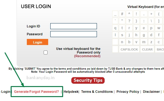 click on generate password in tjsb sit