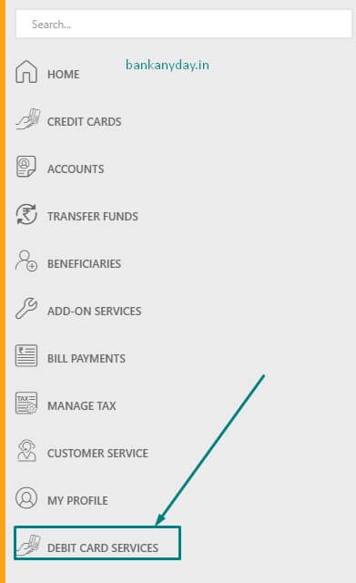 federal net banking me debit card services option select kare