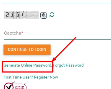 click on generate online password in idbi netbanking page