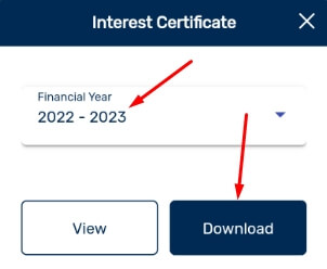 download interest certificate pe click kare