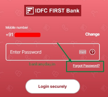 idfc me forgot password pe click kare