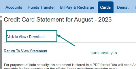 hdfc net banking se credit card statement download kare