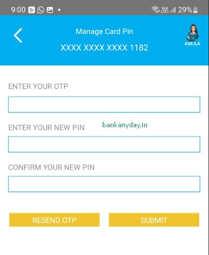 app se sbi credit card ka pin change kare